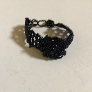 Elegant Black Gothic Beaded Black Rose‎ Bracelet